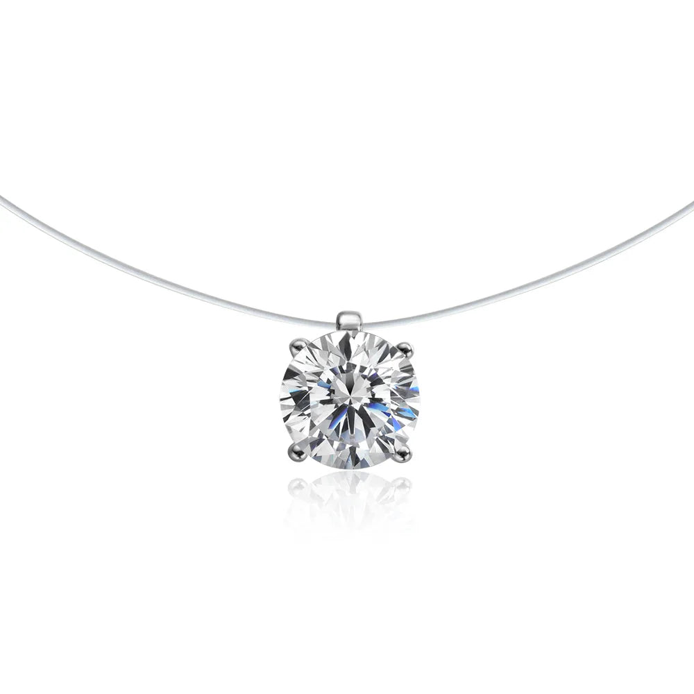 Moissanite Pendant Necklace, 1ct or 2ct in 925 Silver