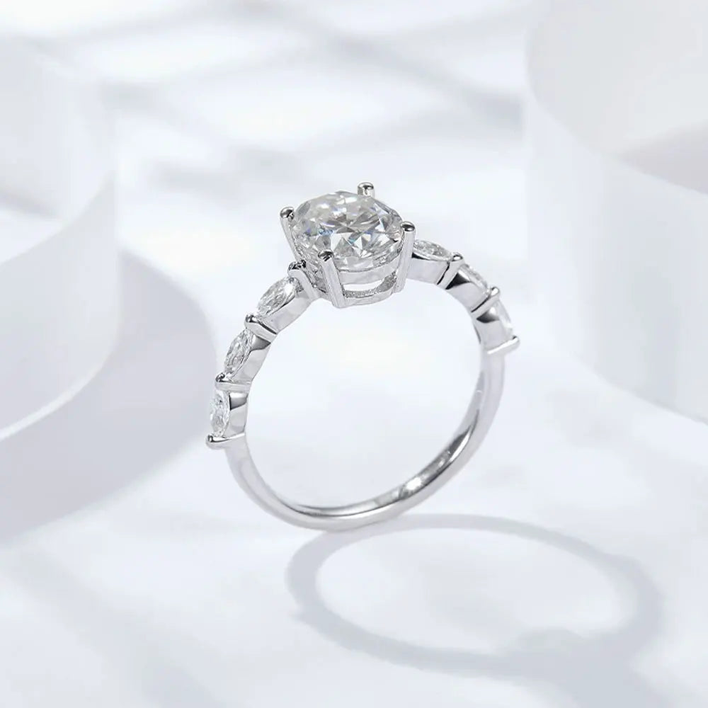 Oval Moissanite Engagement Ring, 1ct or 2ct in 925
