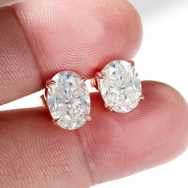 Oval Moissanite Stud Earrings, 1ct to 4ct Each