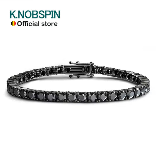 Tennis Bracelet, 3mm to 5mm in Black or Gold 925 Silver