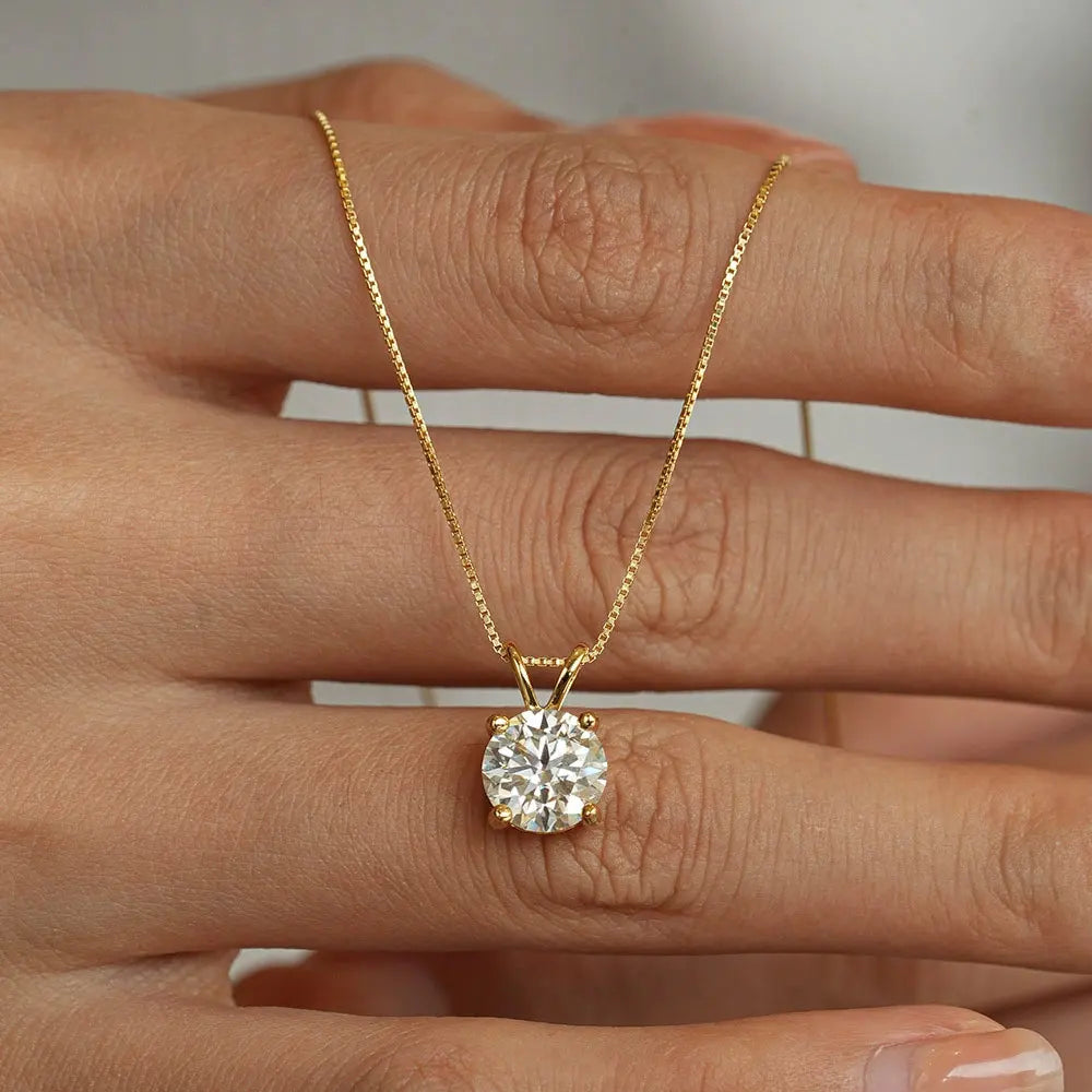 Claw Set Moissanite Solitaire Necklace, 0.5ct to 5ct
