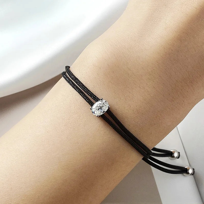 Oval 5x7mm Moissanite Rope Bracelet, 5 Colours, S925