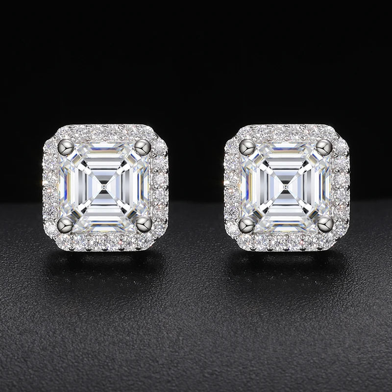 Ascher Cut Moissanite Earrings in 925 Silver