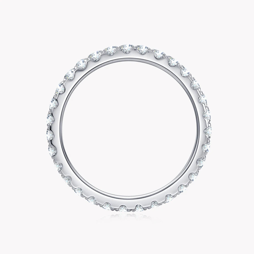 2mm or 3mm Moissanite Eternity Band in 925 Silver