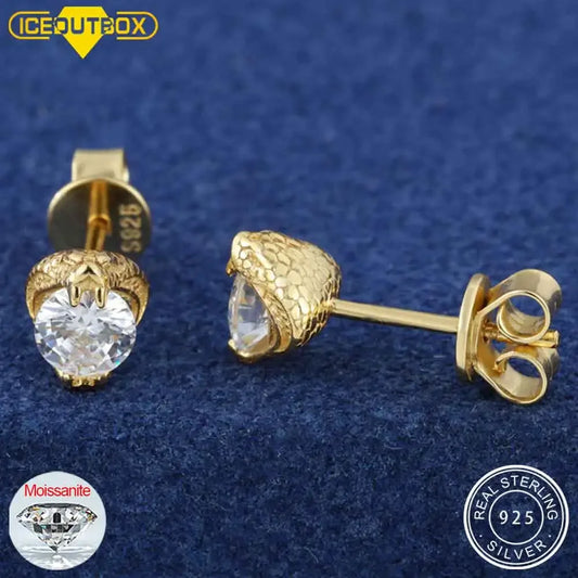 4mm Moissanite Snake Stud Earrings in 925 Silver