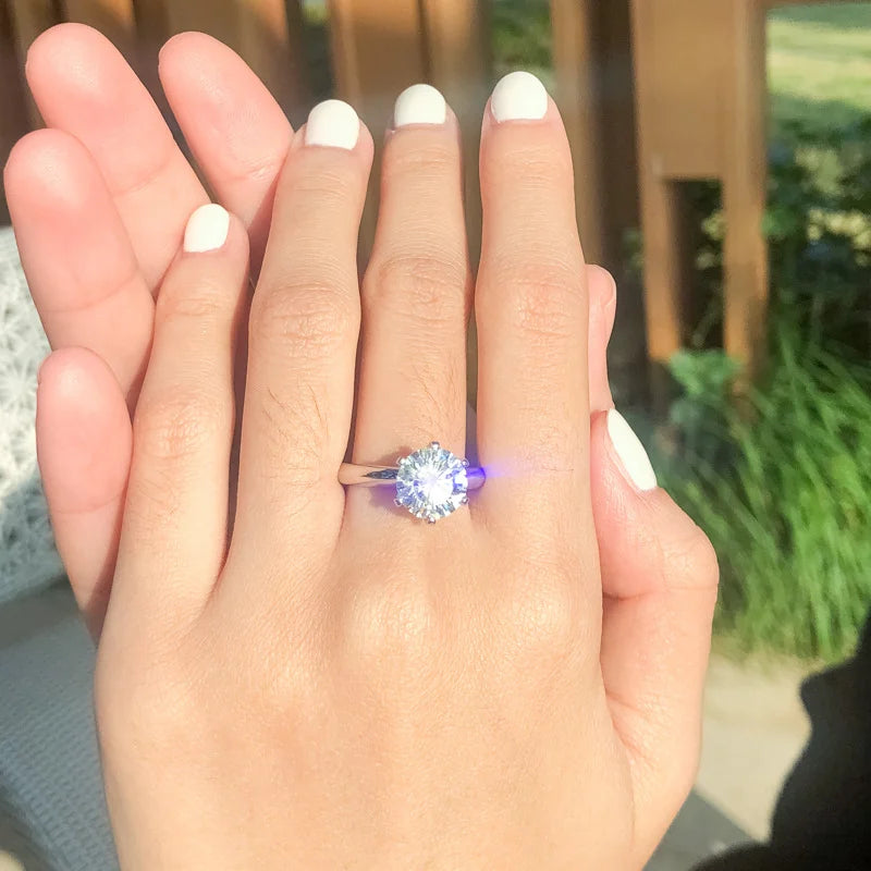 Round Moissanite Ring, 0.5ct to 10ct with Certificate