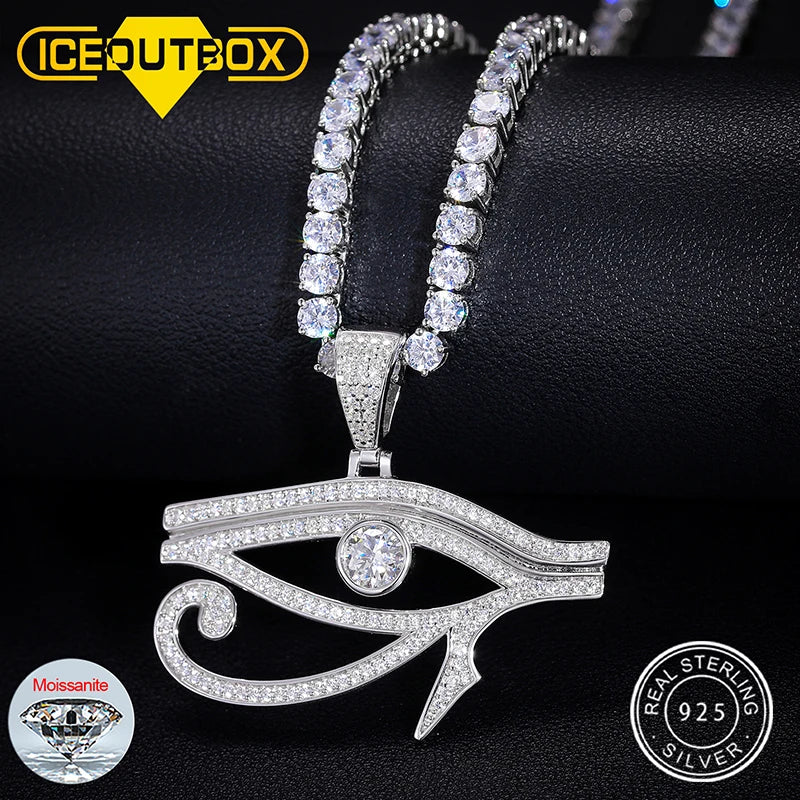 Eye of Horus Moissanite Pendant, With or Without Chain