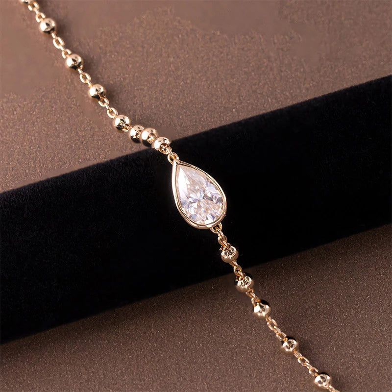 1ct D VVS1 Moissanite Bead Chain Bracelet, 6 Cuts