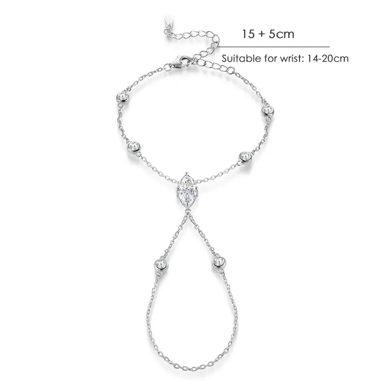 Marquise Moissanite Hand Chain Bracelet