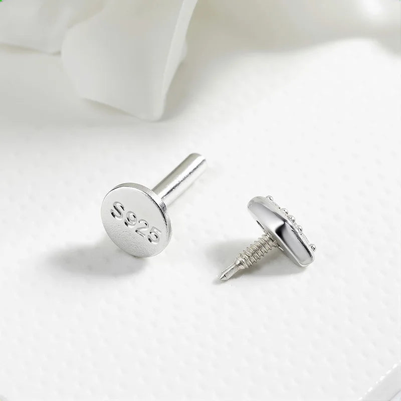 Flat Back Moissanite Piercing Studs in S925 Silver