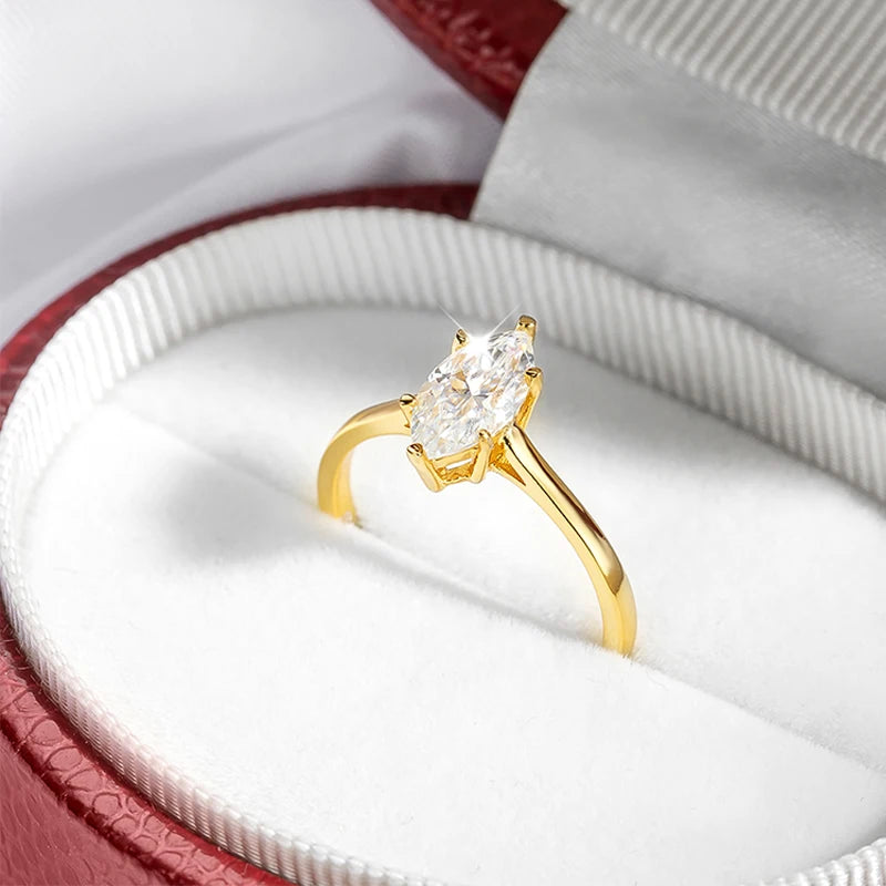 1ct Marquise Moissanite Engagement Ring in 925 Silver