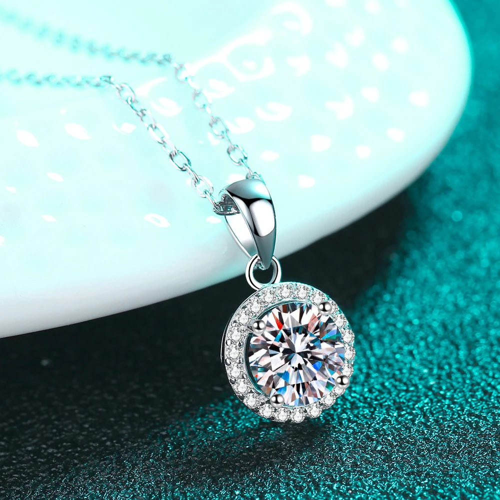 1ct Round Pendant Necklace in 925 Silver
