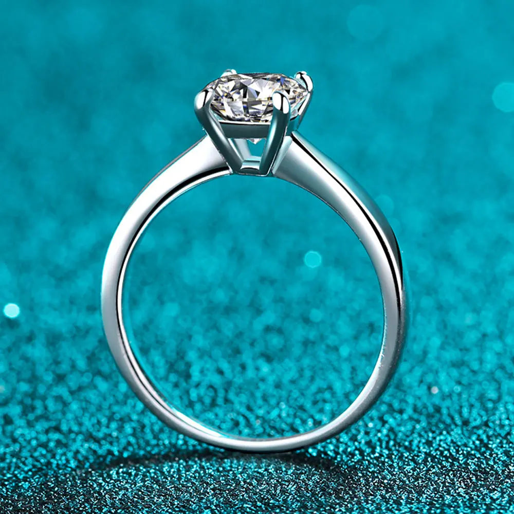 4 Prong Solitaire Moissanite Ring, 0.5ct to 2ct s925