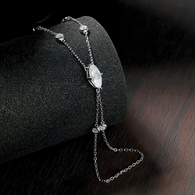 Marquise Moissanite Hand Chain Bracelet