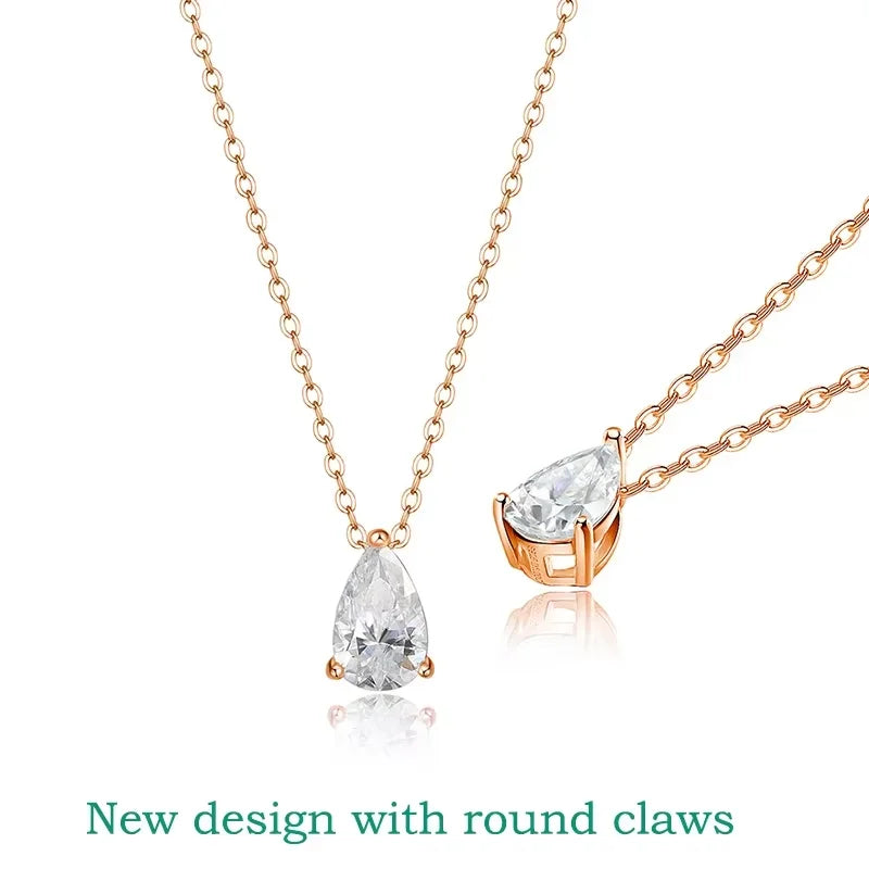 Pear Moissanite Pendant Necklace, 1ct to 4ct, 3 Styles