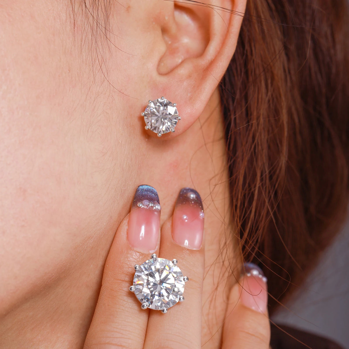 Moissanite Stud Earrings, 0.5ct to 4ct 8 Prong
