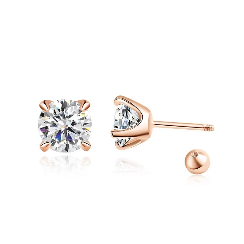 Moissanite Stud Earrings, 0.3ct to 2ct Each, 925 Silver