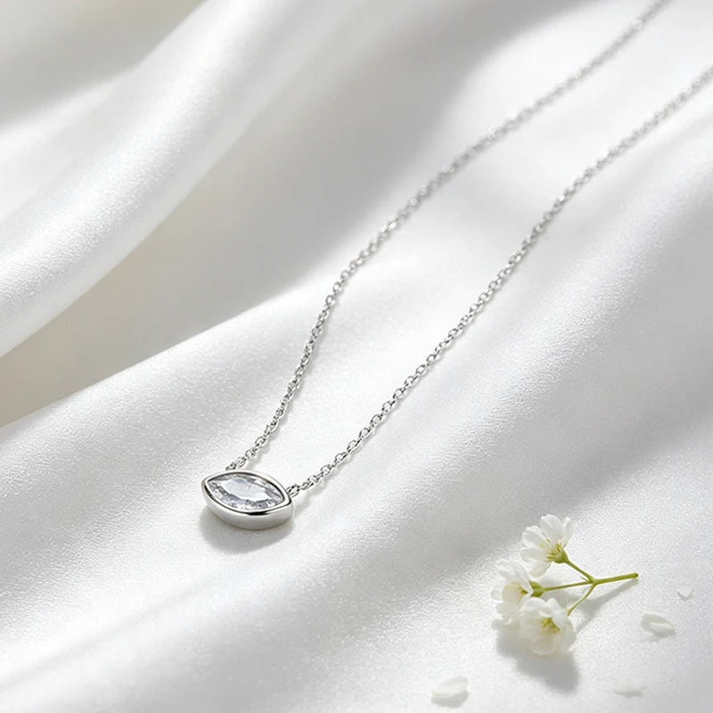 4x8mm Marquise Moissanite Necklace, D VVS1 in 925