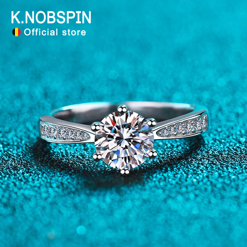 Moissanite Engagement Ring, 0.5ct to 3ct GRA in 925 Silver