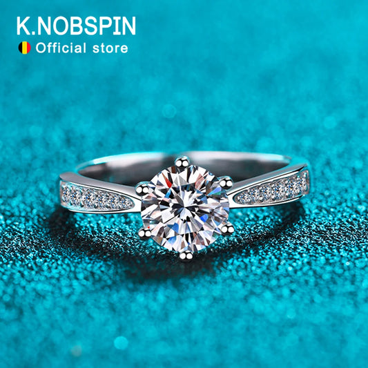Moissanite Engagement Ring, 0.5ct to 3ct GRA in 925 Silver