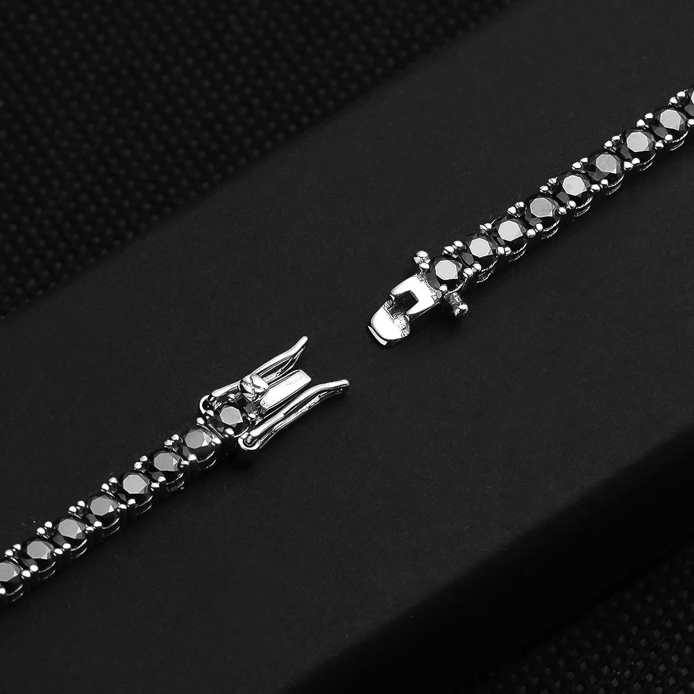 Tennis Bracelet, 3mm to 5mm in Black or Gold 925 Silver