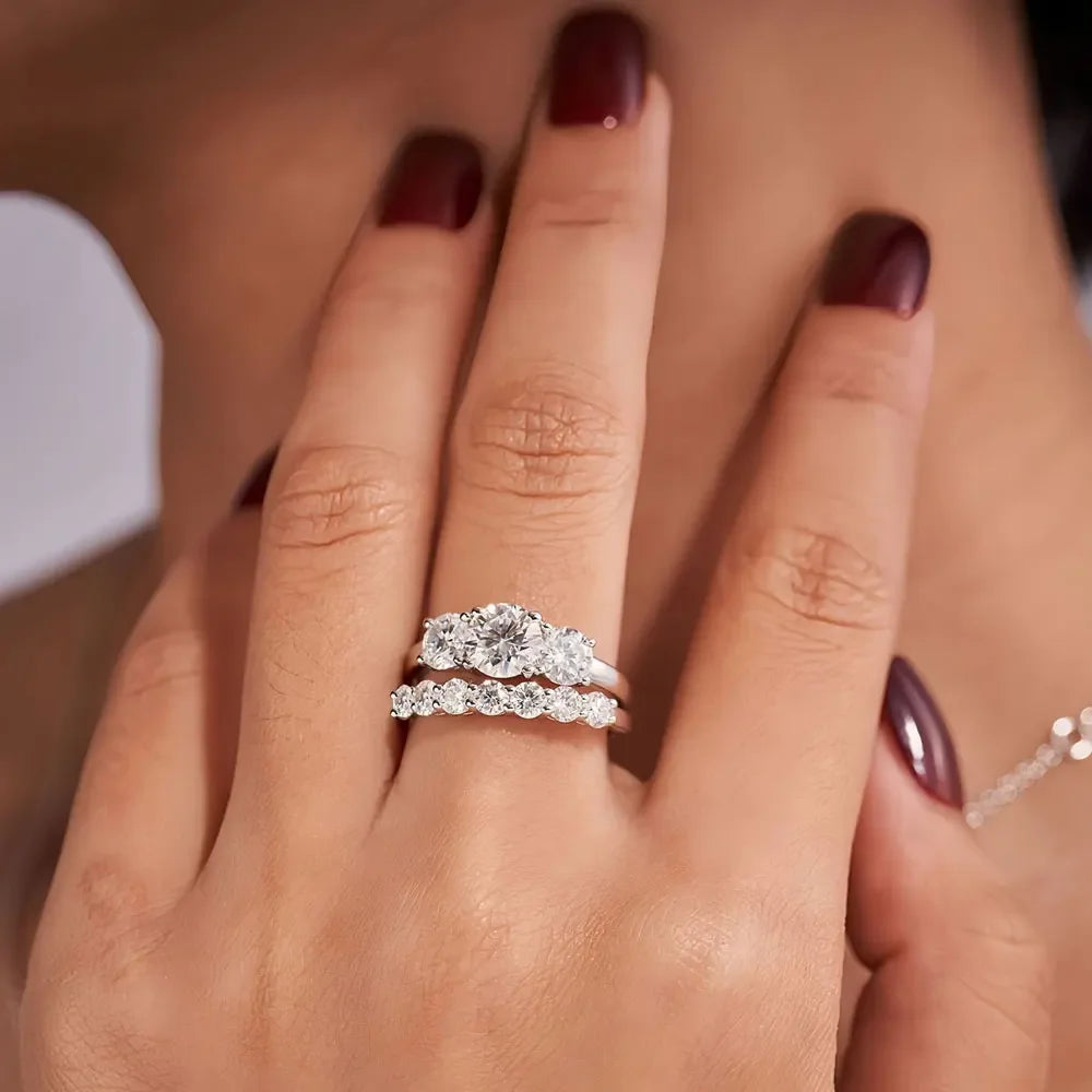 Stackable Moissanite Ring, 3mm or 4mm GRA Certified