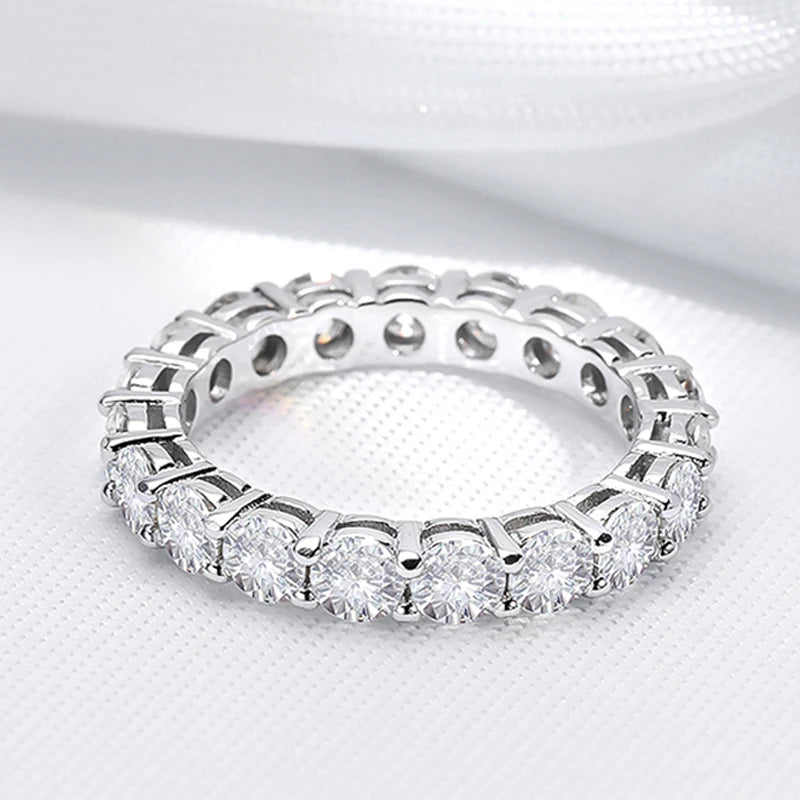 Moissanite Eternity Ring, 2mm to 5mm Band in S925 Silver