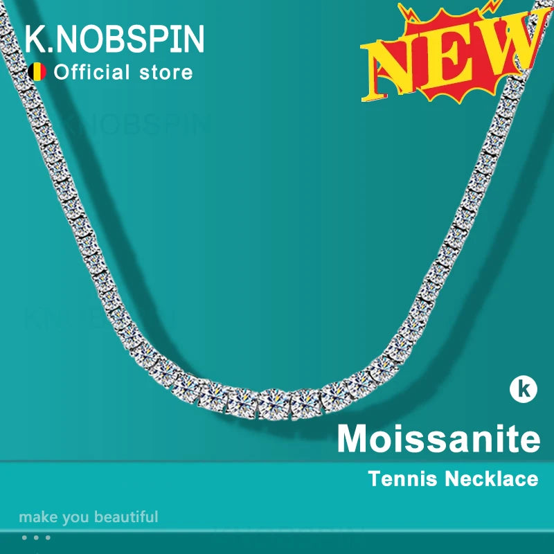 Tennis Necklace, Moissanite or Zircon in 925 Silver