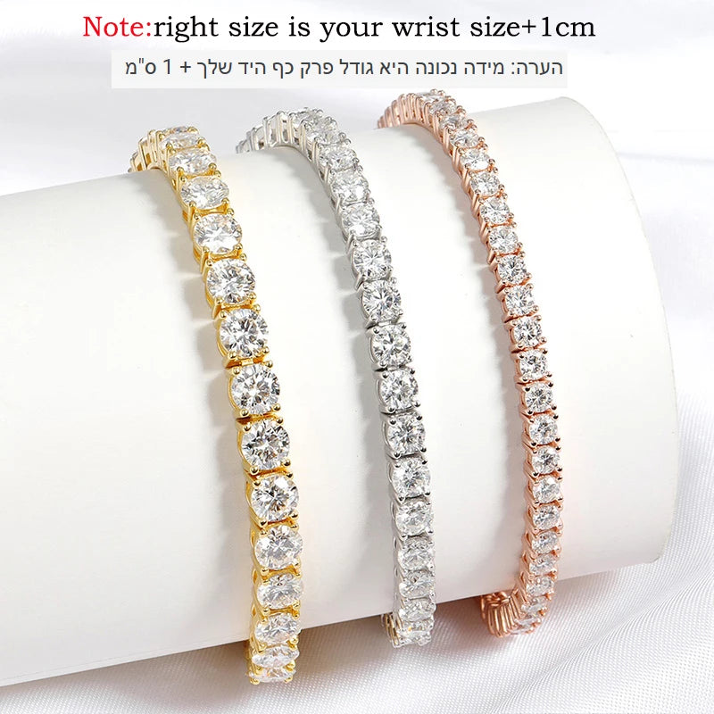 Tennis Bracelet, 3mm to 5mm in 18k Plated 925 Silver
