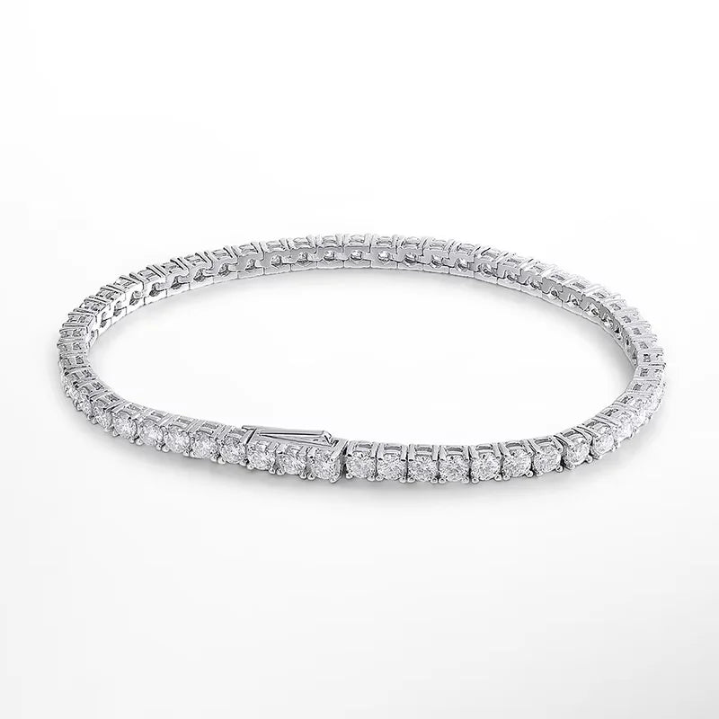 Moissanite Tennis Bracelet, 3mm GRA Certified 925 Silver