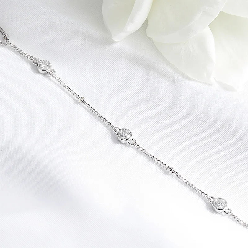 3mm Moissanite Bracelet, Adjustable 14cm to 21cm, 925