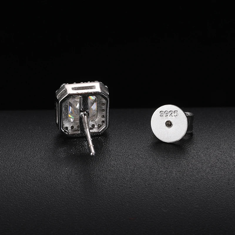 Ascher Cut Moissanite Earrings in 925 Silver