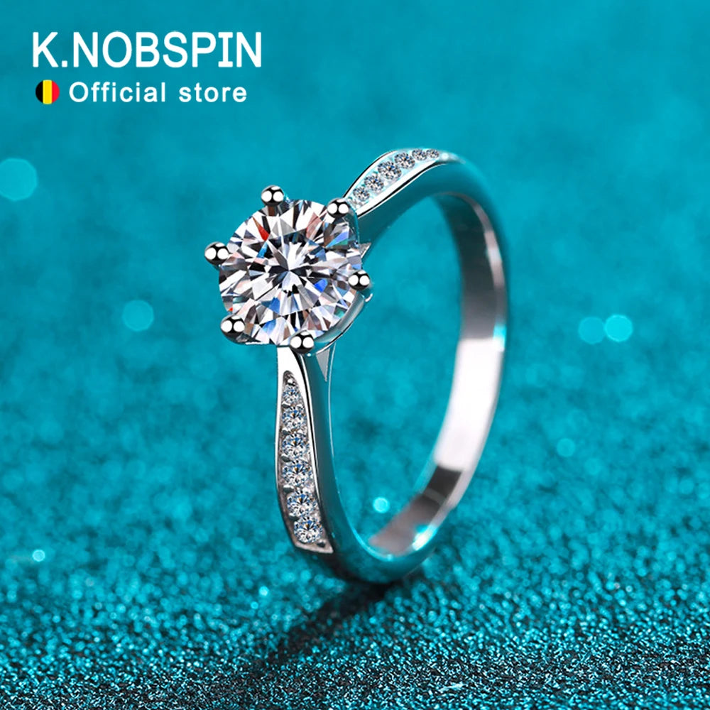 Moissanite Engagement Ring, 0.5ct to 3ct GRA in 925 Silver