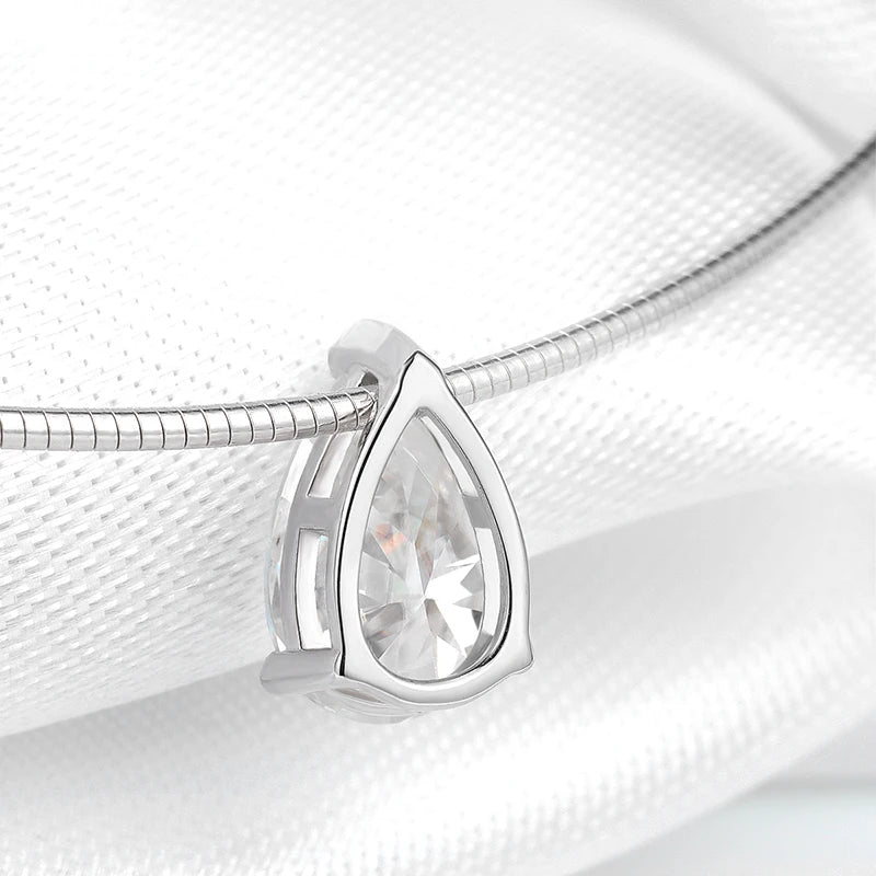 Pear Moissanite Necklace, 3ct to 5ct, 925 Silver 18k Plated
