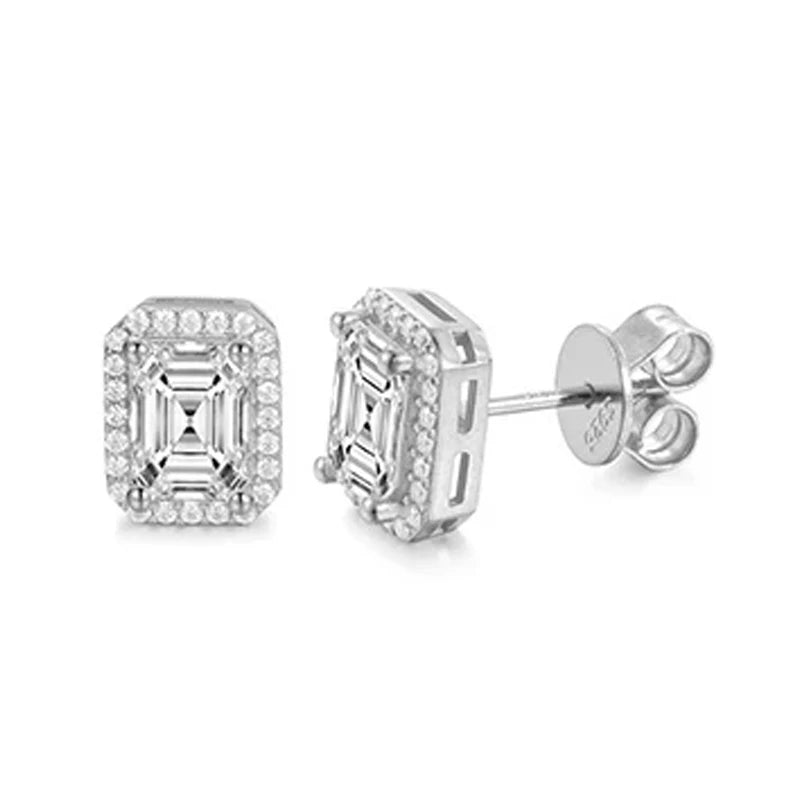 Ascher Cut Moissanite Earrings in 925 Silver