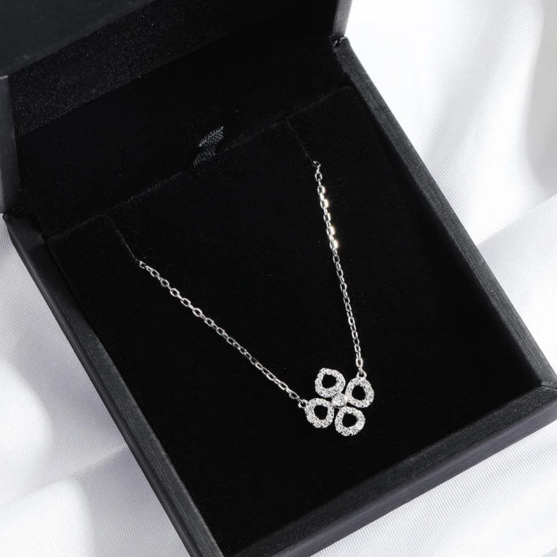 Flower Moissanite Pendant Necklace in 925 Silver
