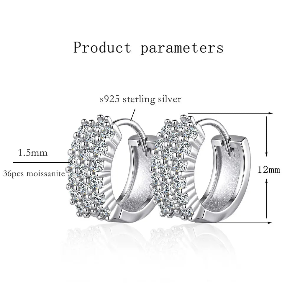 GRA Moissanite Hoop Earrings, 1.2mm to 2mm in s925