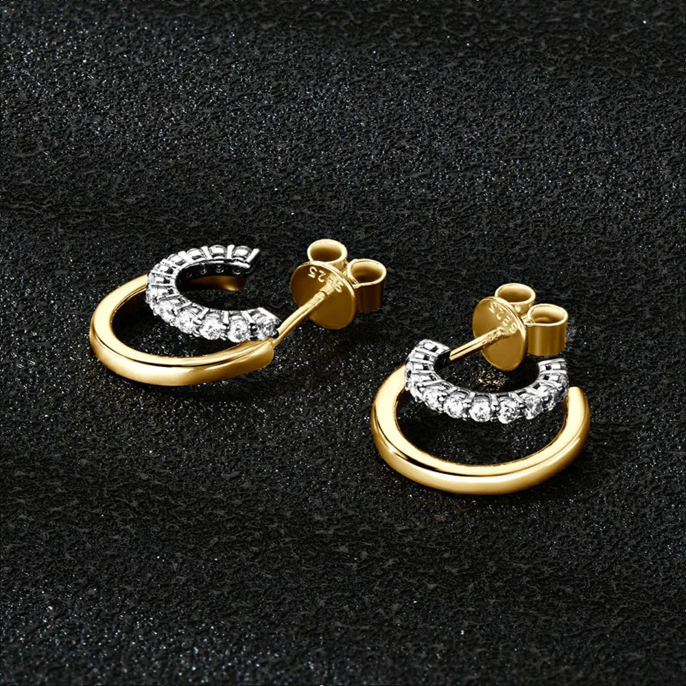 Moissanite Huggie Earrings, 1.5mm in 925 Silver