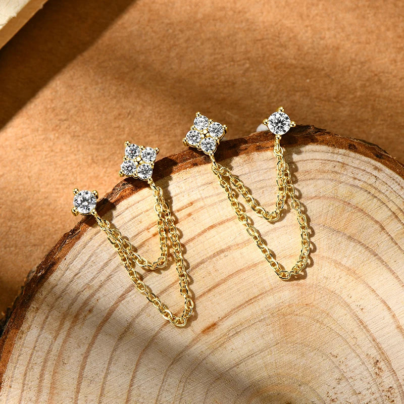 0.45cttw Moissanite Drop Stud Earrings in 925 Silver