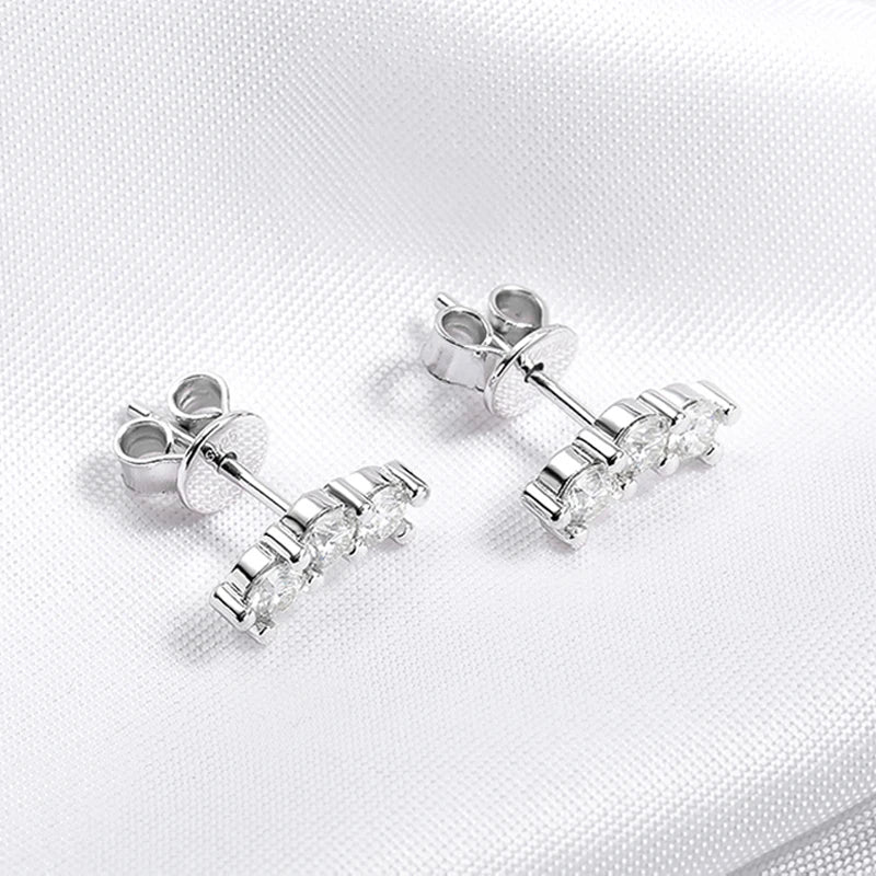 0.6cttw Moissanite Stud Earrings, Rhodium Plated