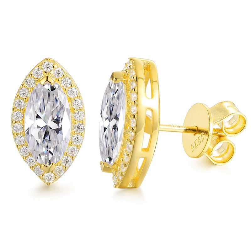 Ascher Cut Moissanite Earrings in 925 Silver