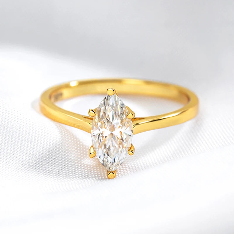 1ct Marquise Moissanite Engagement Ring in 925 Silver