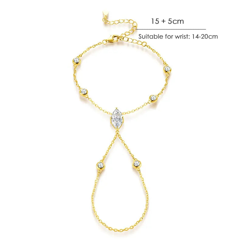 Marquise Moissanite Hand Chain Bracelet