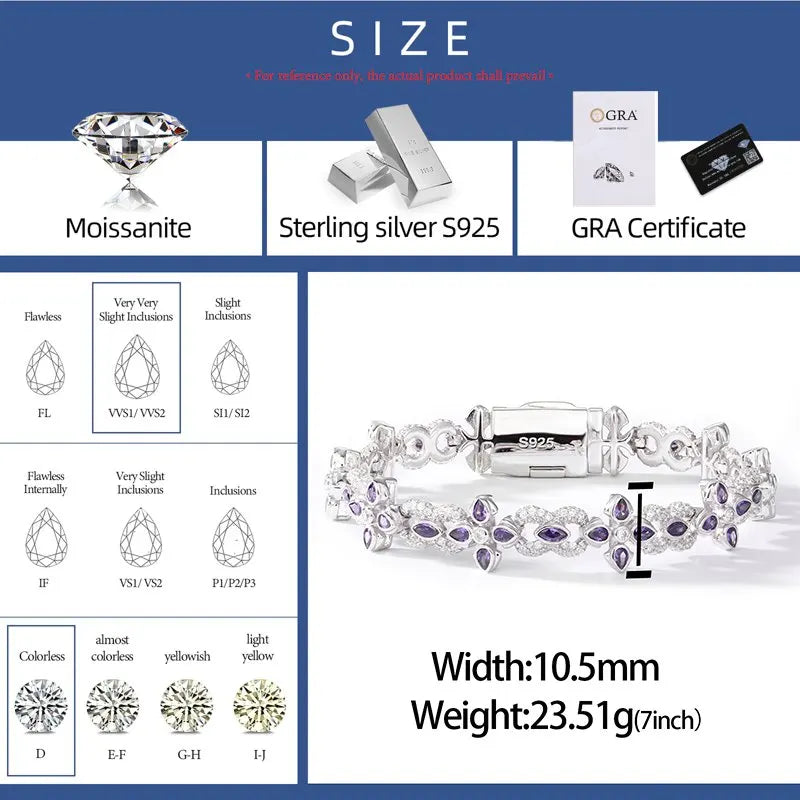 Infinity Cross Bracelet, Moissanite or CZ in 925 Silver