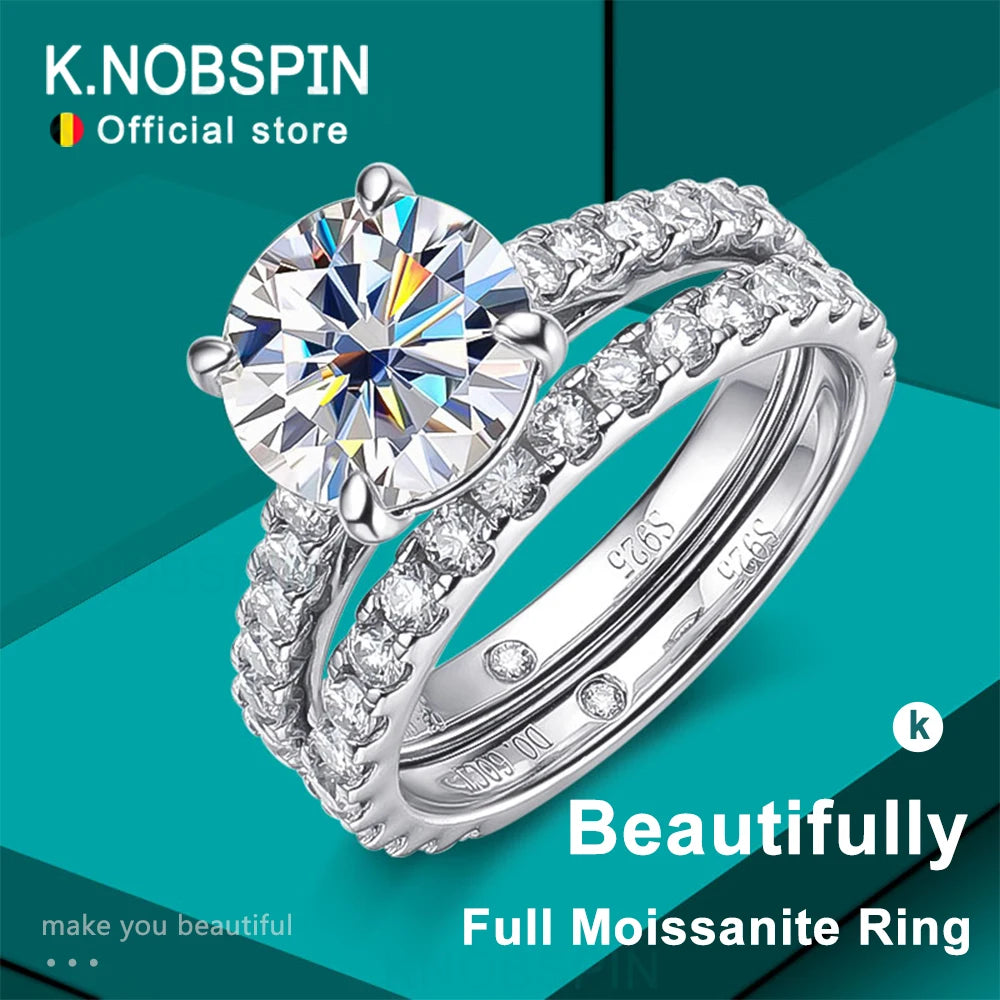 Moissanite Bridal Ring Set with Eternity Band