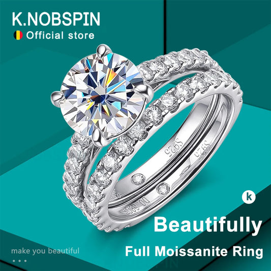 Moissanite Bridal Ring Set with Eternity Band
