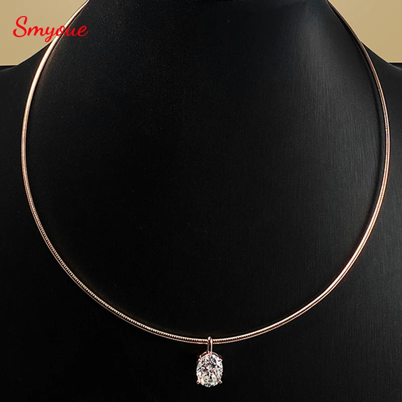 Oval Moissanite Necklace, 3ct 4ct or 5ct Solitaire Pendant