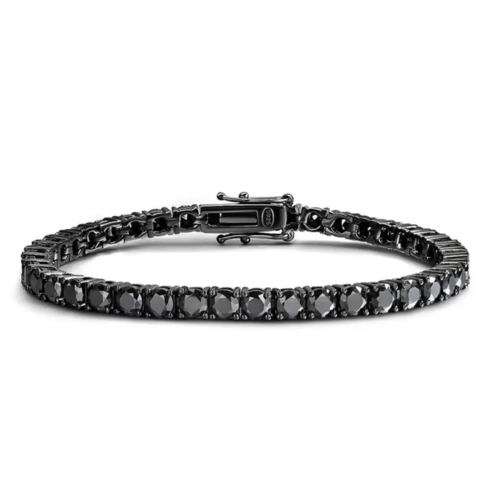 Tennis Bracelet, 3mm to 5mm in Black or Gold 925 Silver