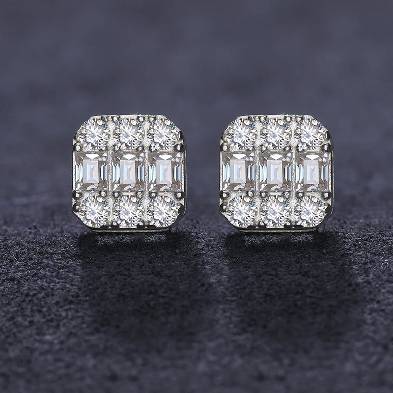 Ascher Cut Moissanite Earrings in 925 Silver