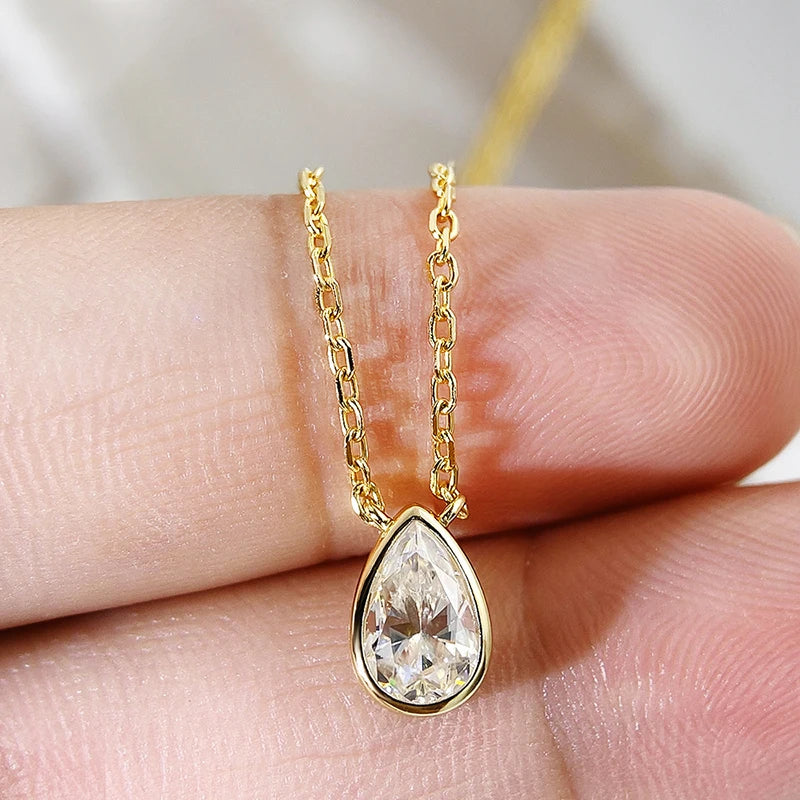 Pear Cut Moissanite Necklace, 1ct to 3ct GRA Certified